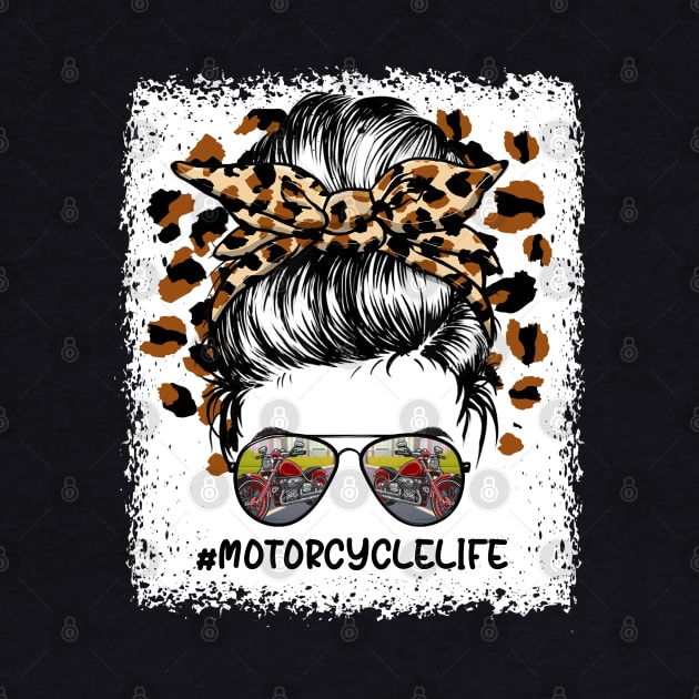 Biker Hair Don't Care Biker Women Messy Bun Mother's Day by Gendon Design